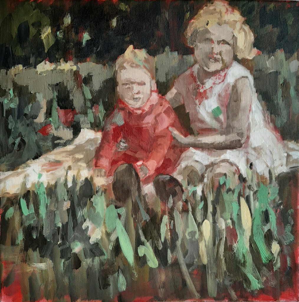 Im Gras mit der Freundin - 2021 - Acryl auf Leinwand - 40 x 40 cm