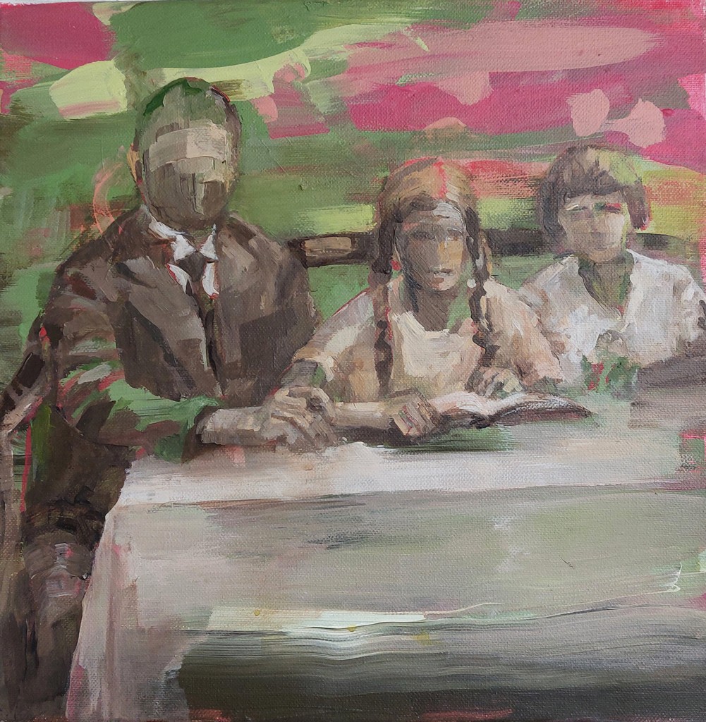 Längst vergangen - Opa und wir - 2022 - Acryl auf Leinwand - 30 x 30 cm 