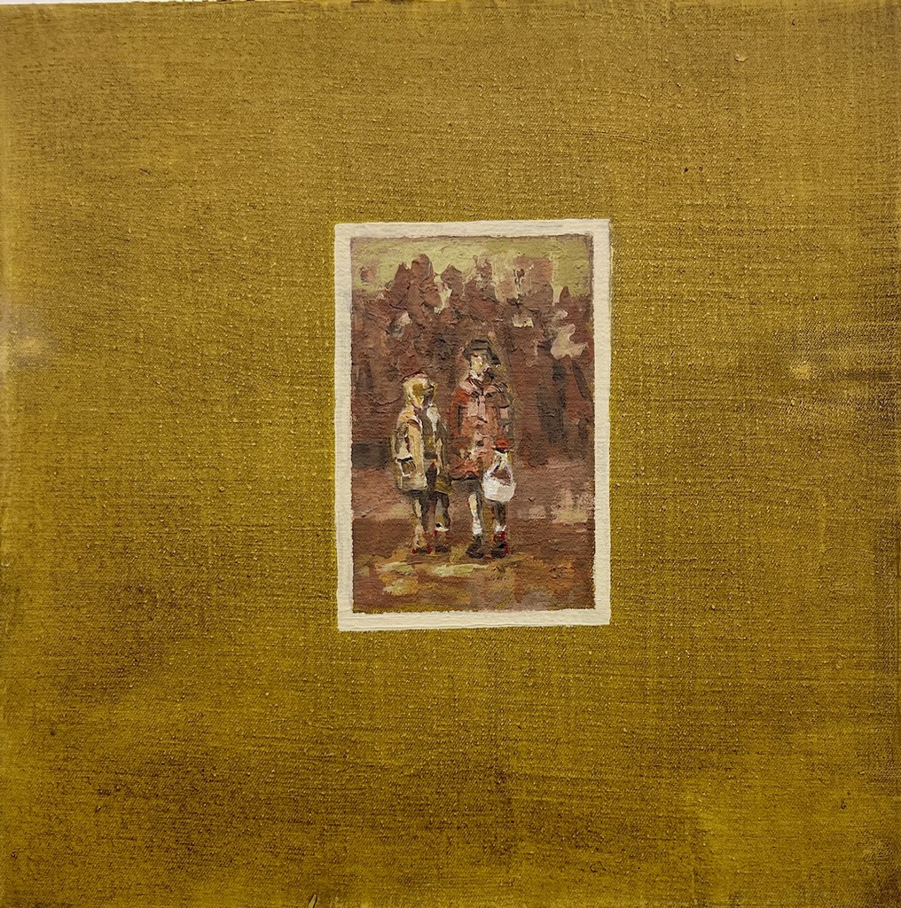 Sonntagsspaziergang - 2025 - Tusche, Acryl auf Nessel - 30 x 30 cm