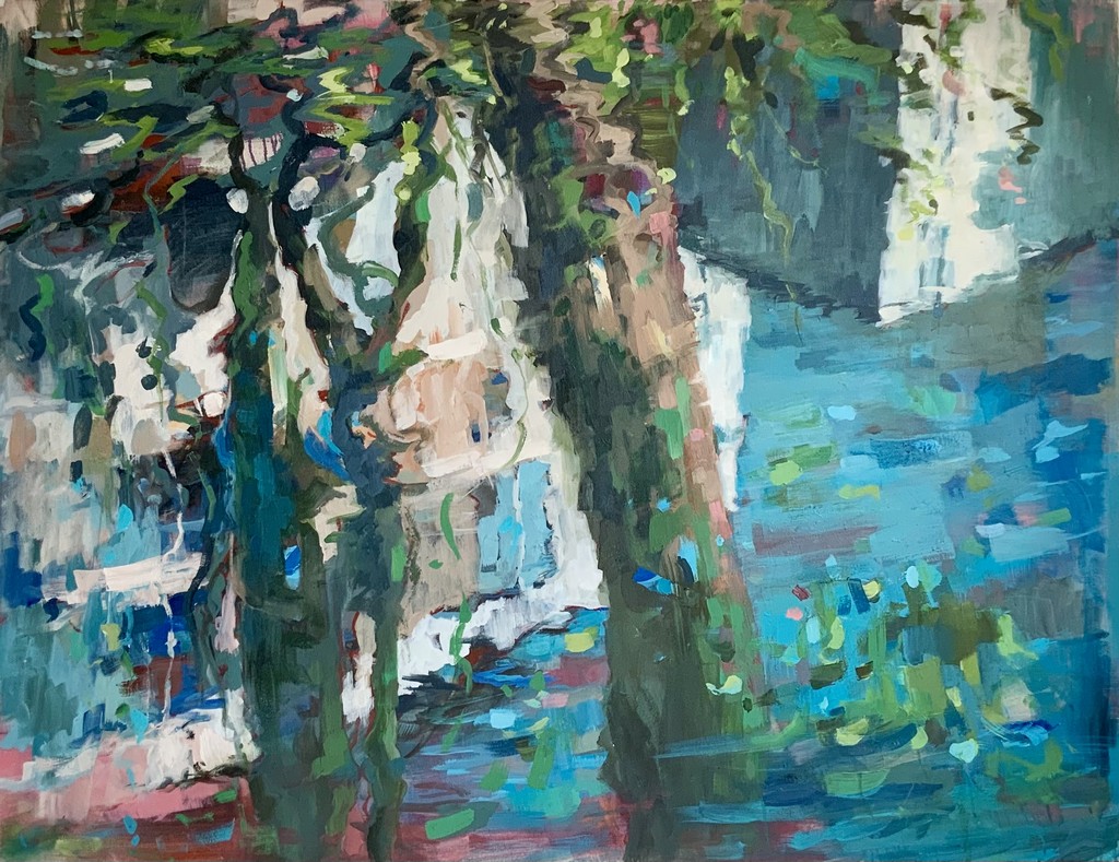 Türkisblau eine Zeit lang - 2022 - Acryl, Lack auf Leinwand - 100 x 130 cm 