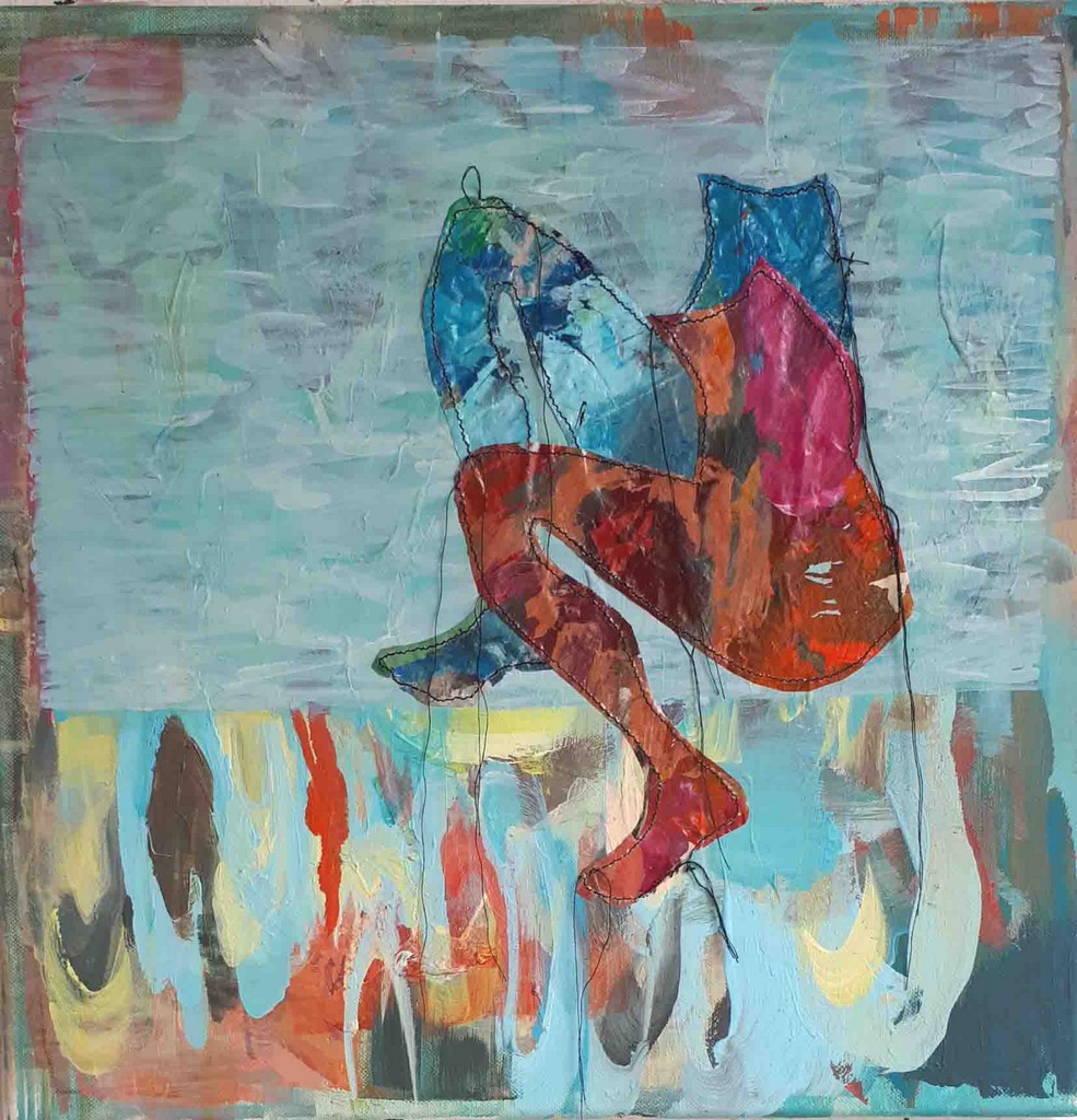 Freihändige Balance - 2016 - Acryl - Lack - Folie auf Leinwand - 40 x 40 cm 