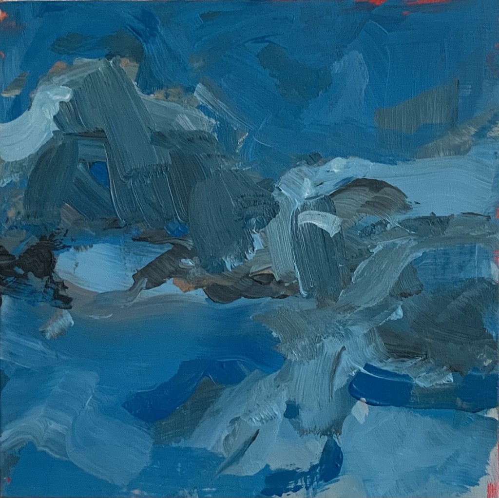 Das tiefe Blau dort drüben - 2025 - Acryl auf Holz - 20 x 20 cm